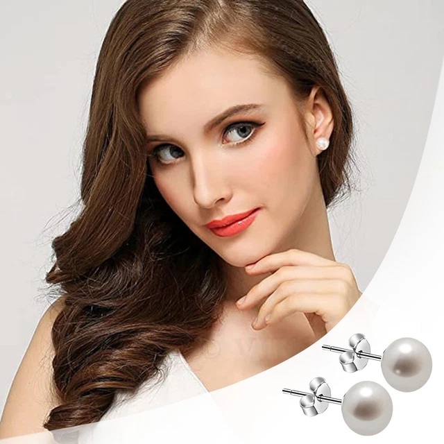 Chain Earring Senteriar 1 Pair Pearl Earrings Set Silver Stud Earrings For Women