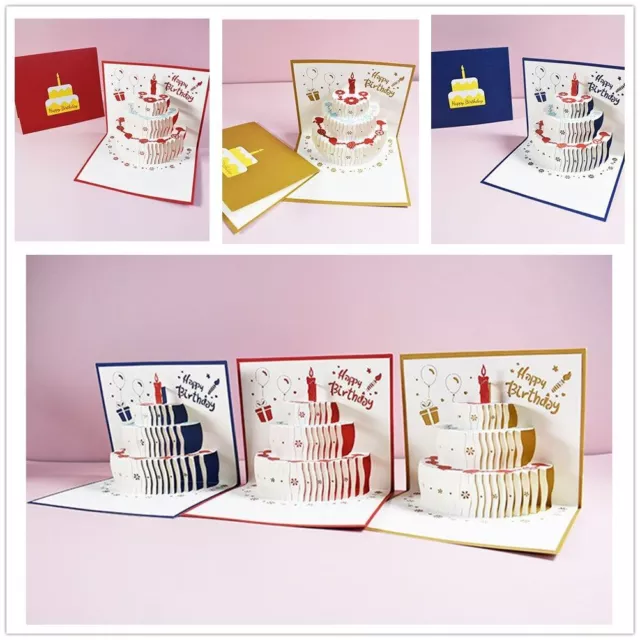 Cake Postcards with Envelope Happy Birthday Pop Up Greeting Cards Birthday Card