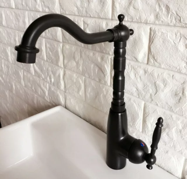 Black Oil Rubbed Brass Bathroom / Kitchen Sink Swivel Faucet Mixer Tap fnf371