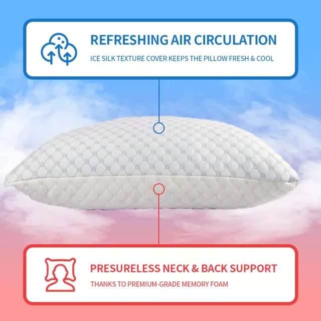 Customizable Memory Foam Pillows  Ultimate Comfort Cooling Warm 76x50cm 2