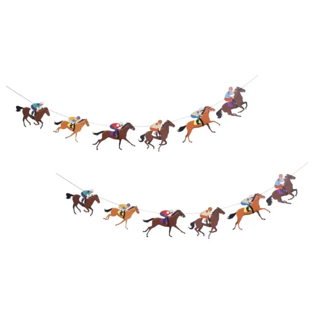 2 pezzi Horse Garland Banner Horse Racing Paper Streamer Party Decoration