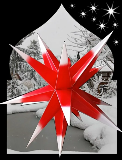 ❀  Außenstern Groß Rot Weiß 65cm Komplettset 15 Zacken Leuchtstern Adventsstern