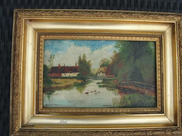 Late 1800'S/Early 1900'S Painting Of The Kennett Woolhampton By A.h. Heskett