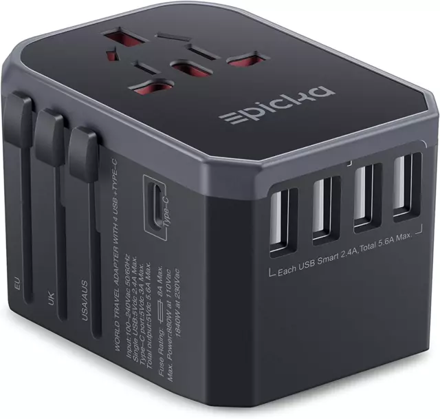 EPICKA Universal Travel Adapter One International Wall Charger AC Plug Adaptor w