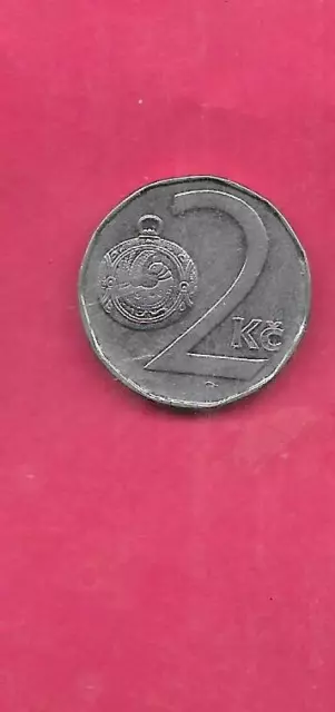 Czech Republic Km9 1993 Unc-Uncirculated Mint Old Vintage 2 Korun Coin