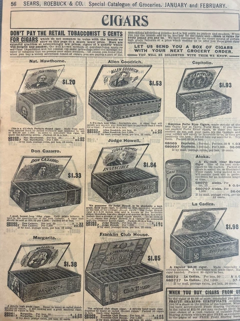 Vintage Capitolio ￼Cigar ￼Print Ad From 1907 Sears Catalog