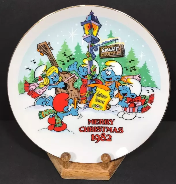 Smurf Carolers Christmas Plate Wallace Berrie Collectibles 1982