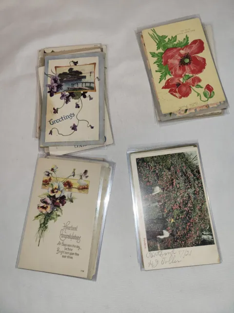 Lote 106 de 40 postales de tipo antiguo o vintage flores más más