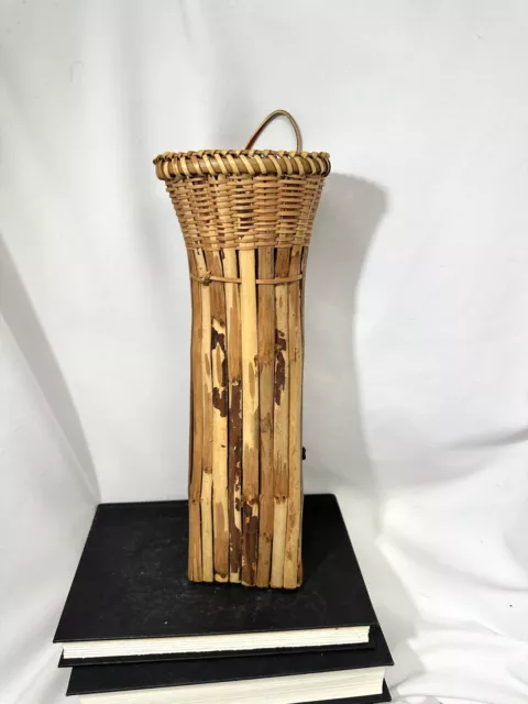 JAPANESE vintage WOVEN BAMBOO FLOWER VASE BASKET "HANA KAGO” IKEBANA wall pocket