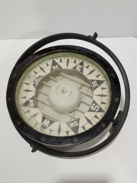Antique Large E. S. Ritchie Boston Maritime Compass - Marine Boat Ship Decor