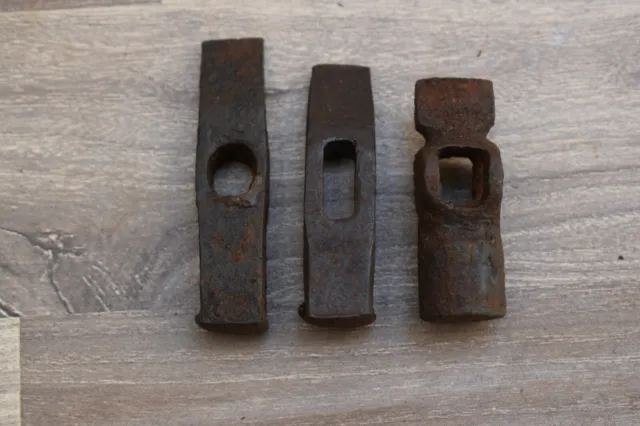 3p Vtg Old Iron Mini Hammer Heads Blacksmith Tinsmith silversmith primitive Tool