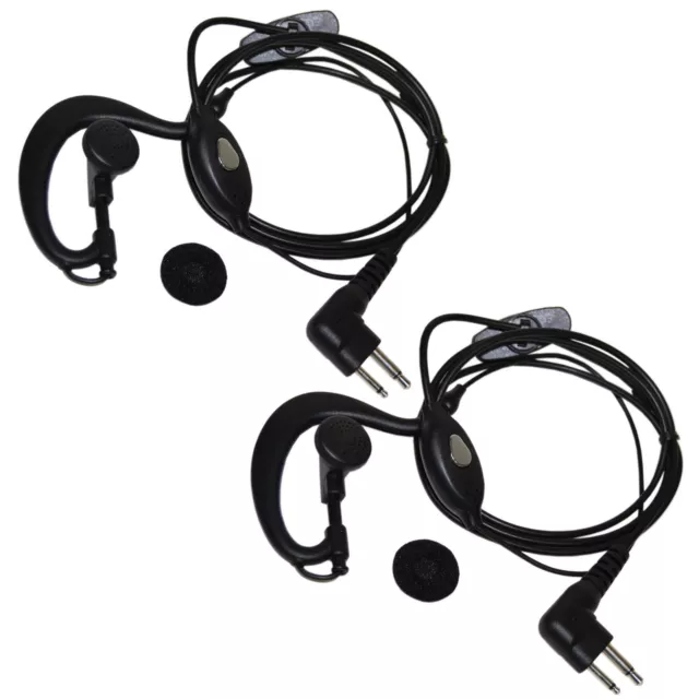2-Pack HQRP 2-Pin External Ear Loop Hands Free PTT Microphone for Bearcom Radio