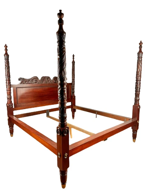 Ralph Lauren Safari Westminster Carved Mahogany Four Poster King Bed