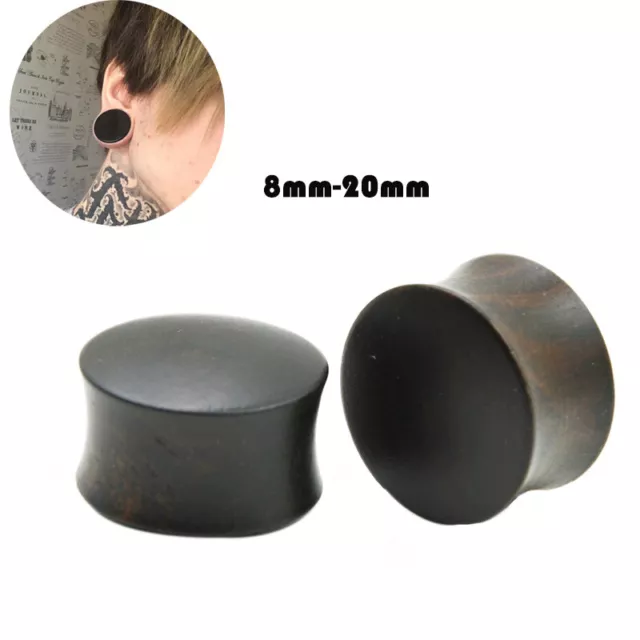 Pair natural Sandalwood wood Ear Plug ear gauge expander taper body jewelry punk