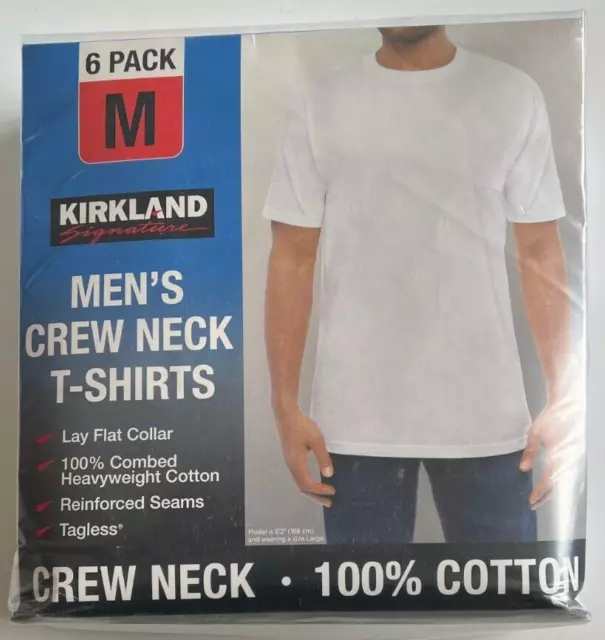 KIRKLAND MEN'S 6-PACK Black 100% Cotton Crew Neck T-shirt FREE SHIPPING!  $30.97 - PicClick