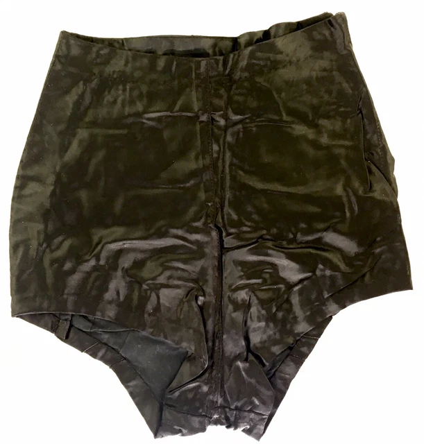 1950s Women’s Black Satin Shorts Side Zip 18”W 26”H Hand Made Vintage Original N