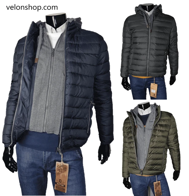 Giubbino uomo invernale giacca imbottito slim Piumino Con Cappuccio VELON