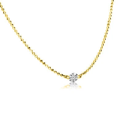 14K Yellow Gold .15 Single Diamond By The Yard Necklace with 18" Chain