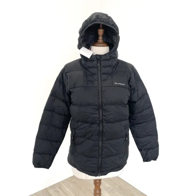 Macpac Atom Hooded Kids Jacket Zip Hooded Puffer Jacket Size 10 New $199 Black