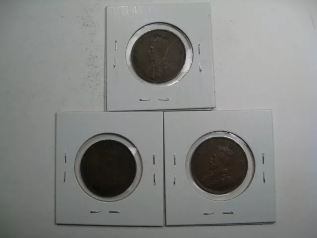 3 XF George V Canadian Large Cents: 1913, 1915, 1918. #69