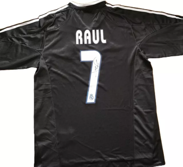 Hand Signed Raul Name & Number 7 Real Madrid Shirt PROOF SHOWN