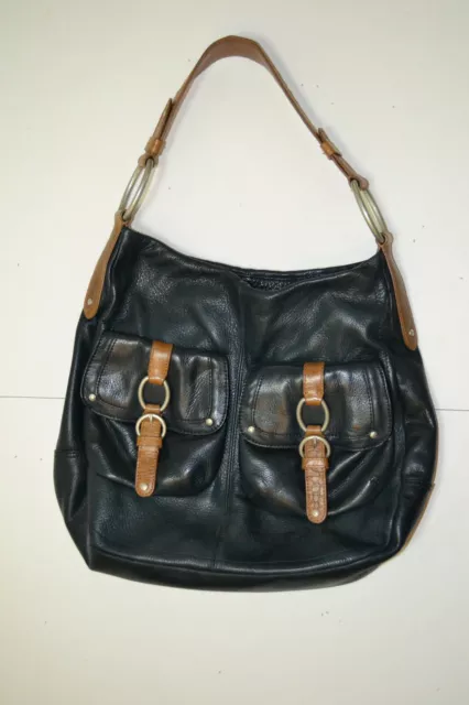 Sigrid Olsen Medium Size Navy Blue Leather Hobo Shoulder Handbag