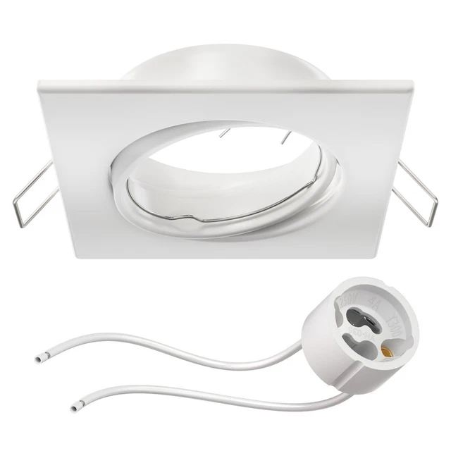 Cadre De Montage Au Plafond Fere, Rond, Blanc Brillant (Gu10 Mr16 Gu5,3 50Mm) Incl. Douille Gu10