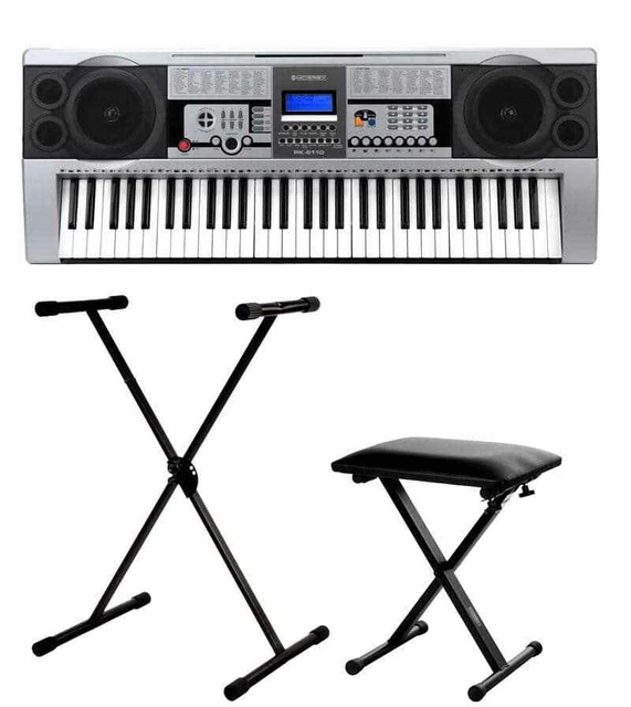 Piano Numerique E-Piano Clavier 61 Touches 100 Sons LCD Support Banc Set