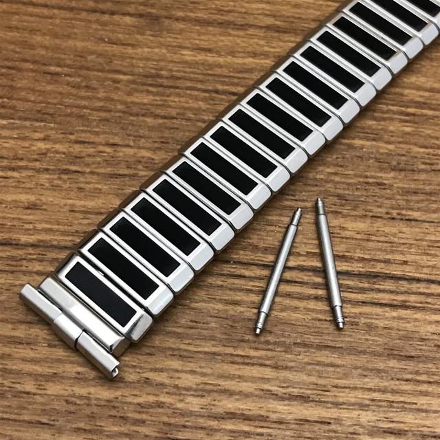 Rare 19mm JB Champion USA Stainless Steel & Corfam nos 1960s Vintage Watch Band