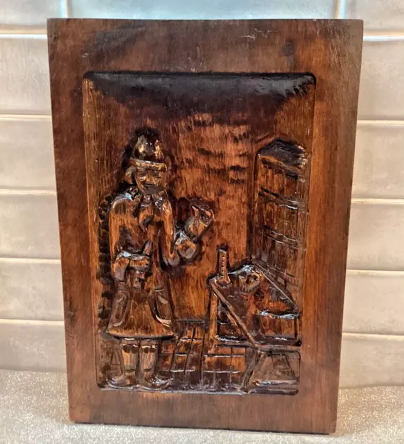 Large Deep Relief Carved German Black Forest Oak Plaque