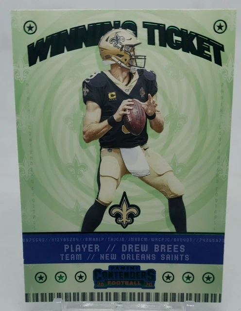 2020 Panini Contenders Winning Ticket Green Parallel Drew Brees New Orleans #WT6
