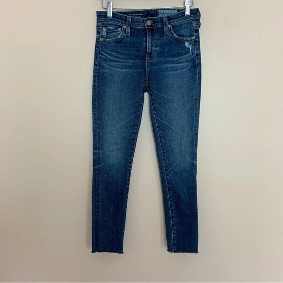 AG Aged Denim The Legging Ankle Raw Hem Distressed Skinny Jeans Size 25
