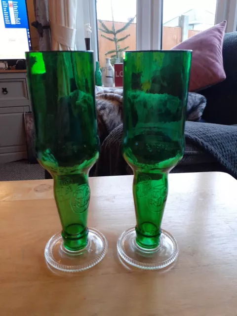 Vintage Grolsch Green Glass Beer Bottle Glasses