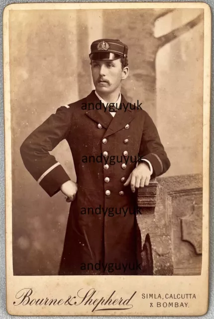 Cabinet Card Handsome Sailor Uniform Bourne Shepherd India Antique Photo