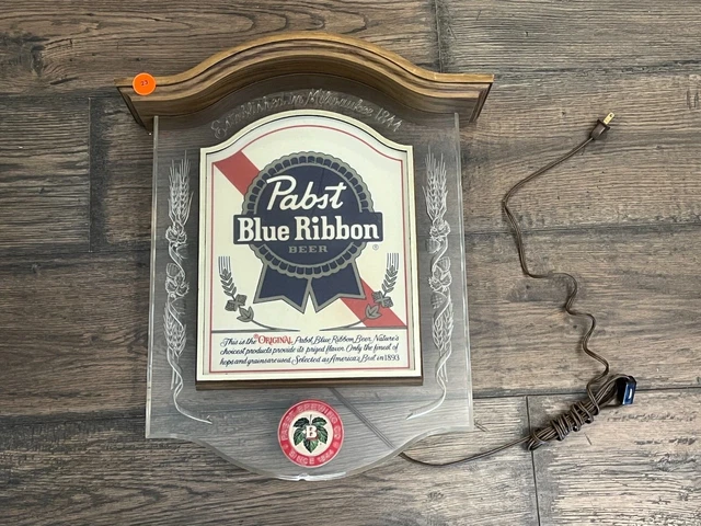 Vintage Pabst Blue Ribbon Pbr Beer Light Sign Crystal Heritage Back Bar Display