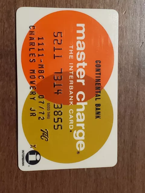 Continental Bank Master Charge, The Interbank credit card exp 1972 ~ our cb858 3