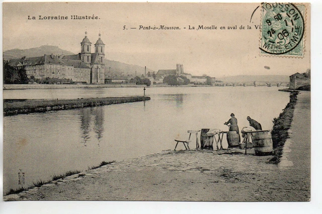 PONT A MOUSSON - Meurthe et Moselle - CPA 54 - lavandieres sur la moselle