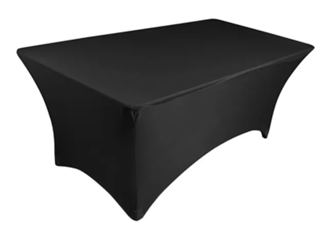 Tektrum 6 ft Long Stretch Spandex Tablecloth/Fit Linen/Fitted Table Cover(Black)