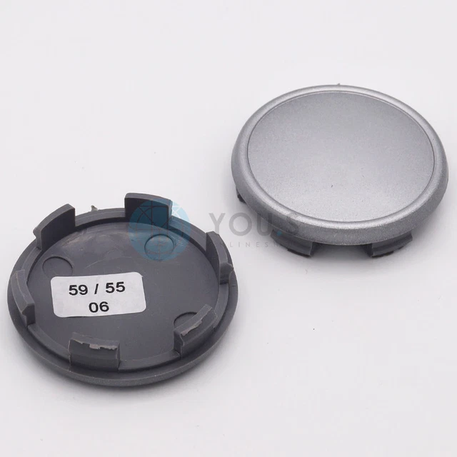 Lot De 4 Cache-Moyeux Universels 59mm/55mm - Capuchons De Roue Gris Haut De Gamme Pour Jantes Auto