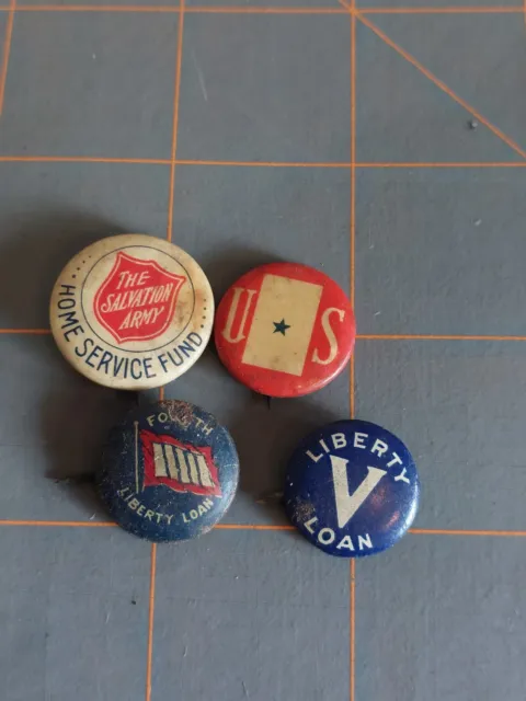 WW1 V  Liberty Loan Button Badge Pin Lot Fourth US Salvation Army Home Service