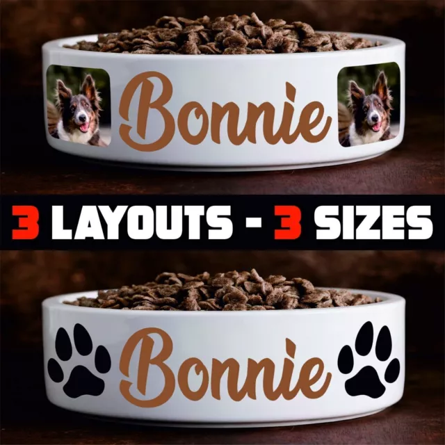 PERSONALISED DOG BOWL with Picture and Name Pets Feeding Food Water Ceramic