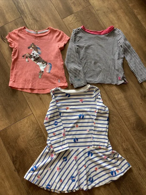 Joules Girls Bundle Aged 3 Years: Dress, Sequins T-shirt & Striped T-Shirt