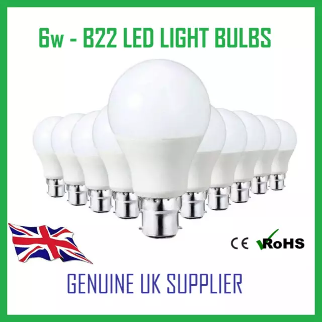 LED GLS A60 6W Glühbirnen superniedrige Energie B22 Bajonett warmweiß A+++ UK