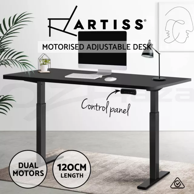 Artiss Standing Desk Motorised Sit Stand Desks Dual Motor Black 120CM