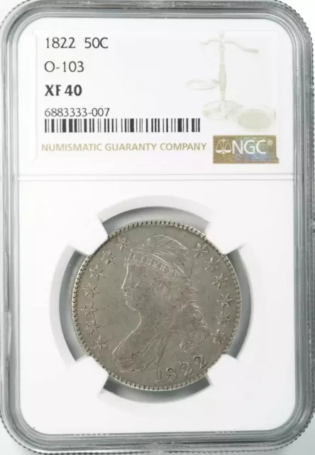 1822 Capped Bust Half Dollar 50C O-103 Ngc Certified Xf 40 Extra Fine (007)