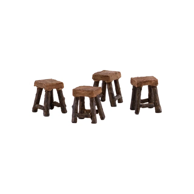 Miniature Dollhouse Fairy Garden Mini Wood Stools - Set of 4 - Buy 3 Save $6