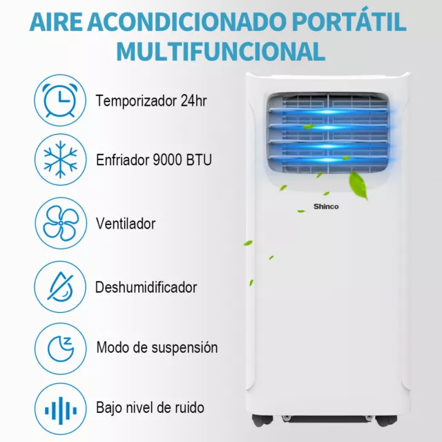 SHINCO 9000BTU Aire Acondicionado Portátil con Función 3 en 1, Aire acondicionad 2