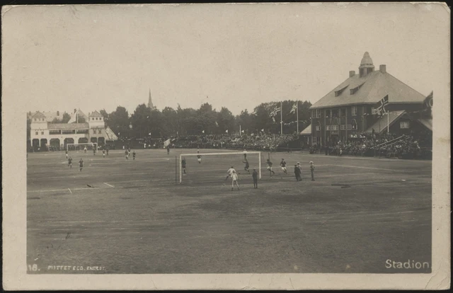 Real Photo - 'Norway Football Stadium' (1921) - Used Postcard