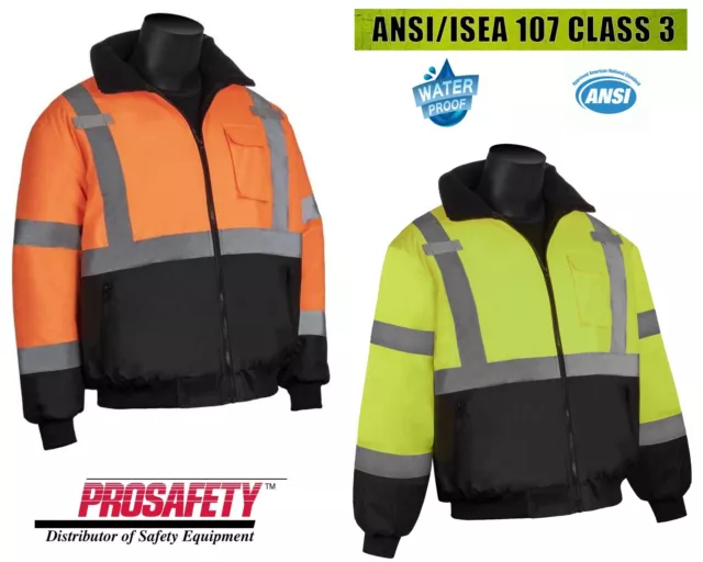 High Visibility Insulated Hi Vis Reflective Road Work Safety Bomber Jacket Coat