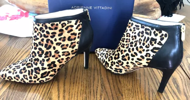 ADRIENNE VITTADINI Leopard Print Bootie Heels Shoes   Size 8 1/2  in box